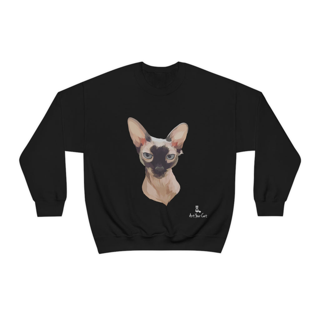 Custom cartoon cat on a black sweatshirt