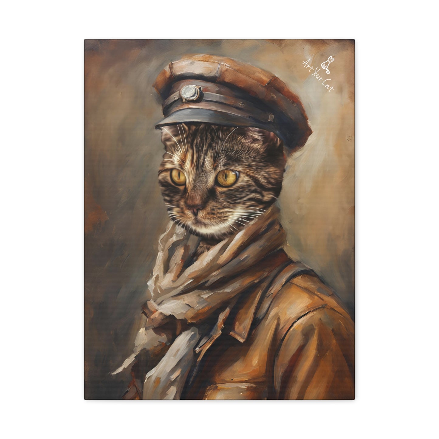 Adventurer Cat Archaeologist Portrait - Personalized Artwork for Cats