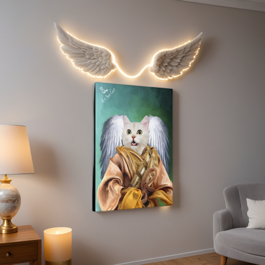 Angel Cat Portrait - Custom Heavenly Artwork for Feline Lovers