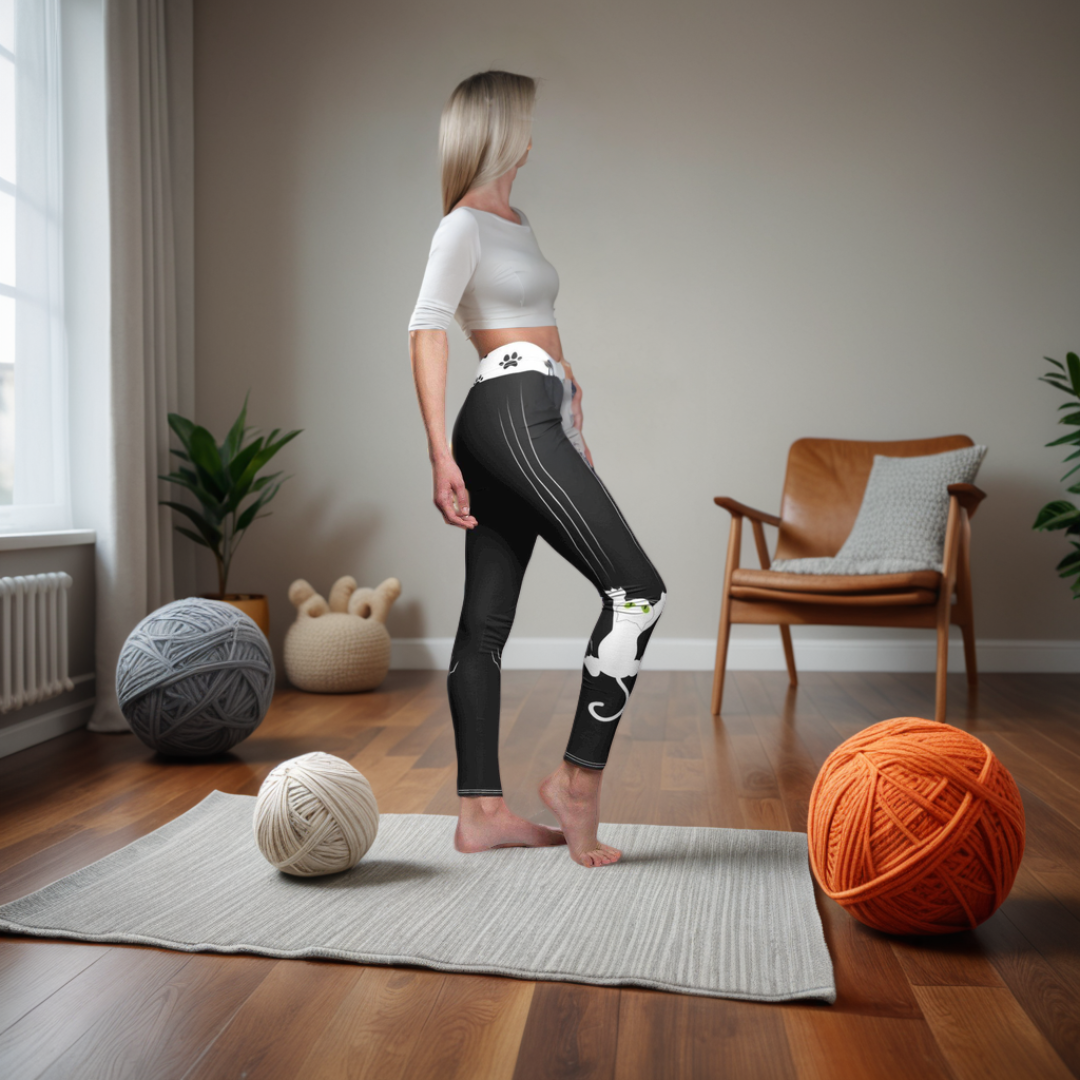 Cat Falling Leggings with Playful Falling Cat Designs