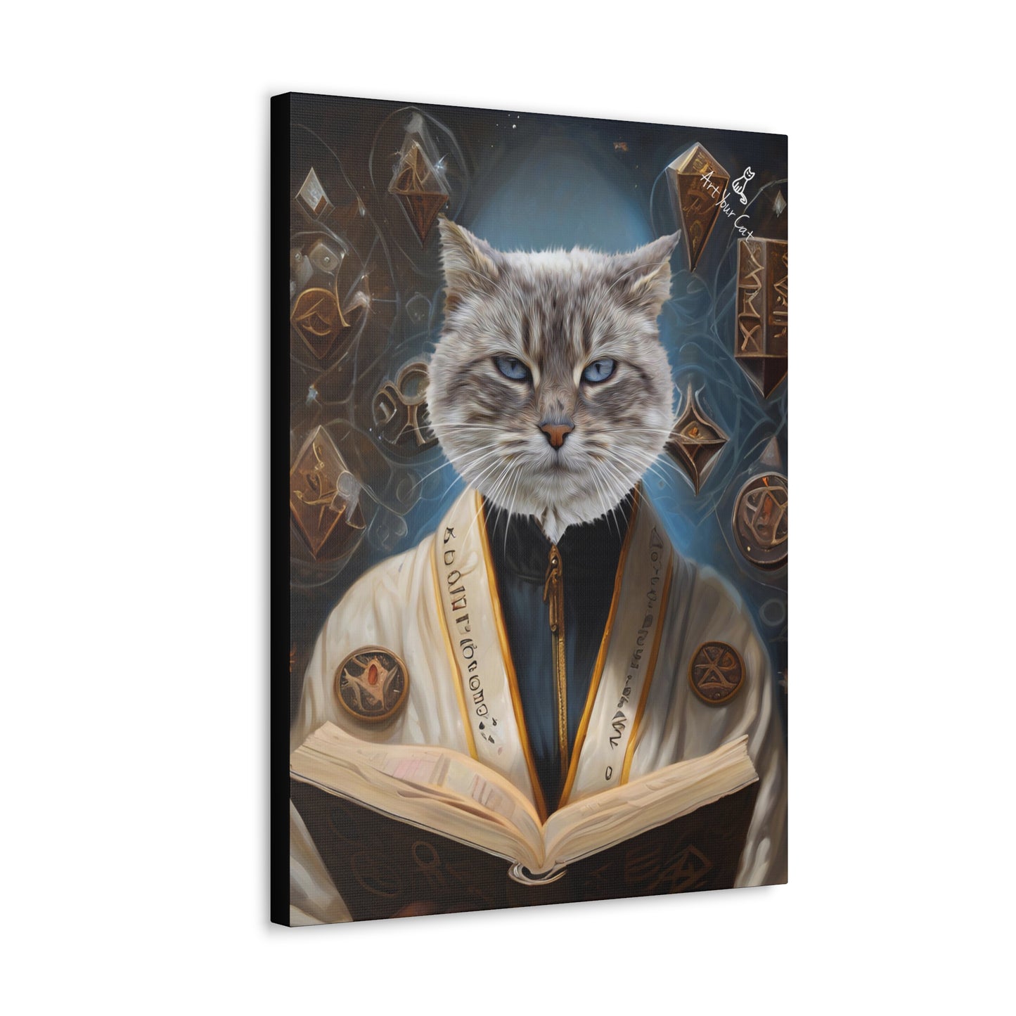 Cat in Arcane Librarian Outfit - Unique Canvas Art for Pet Lovers