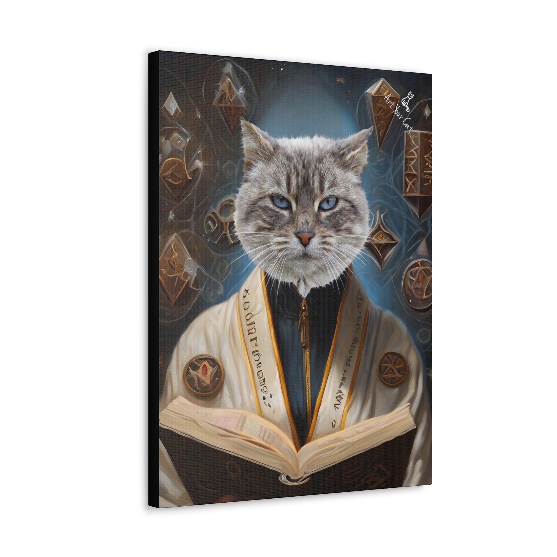 Cat in Arcane Librarian Outfit - Unique Canvas Art for Pet Lovers