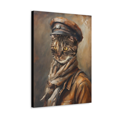 Cat in Archaeologist Outfit - Custom Canvas Art for Feline Explorers