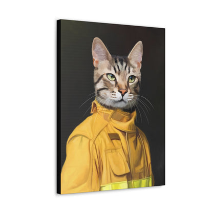 Cat in Firefighter Costume