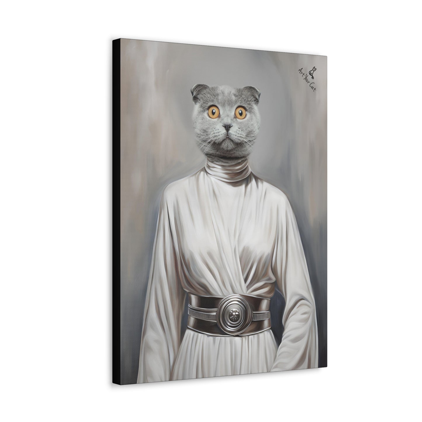 Cat in Princess Leah Gown - Galactic Royalty Portrait