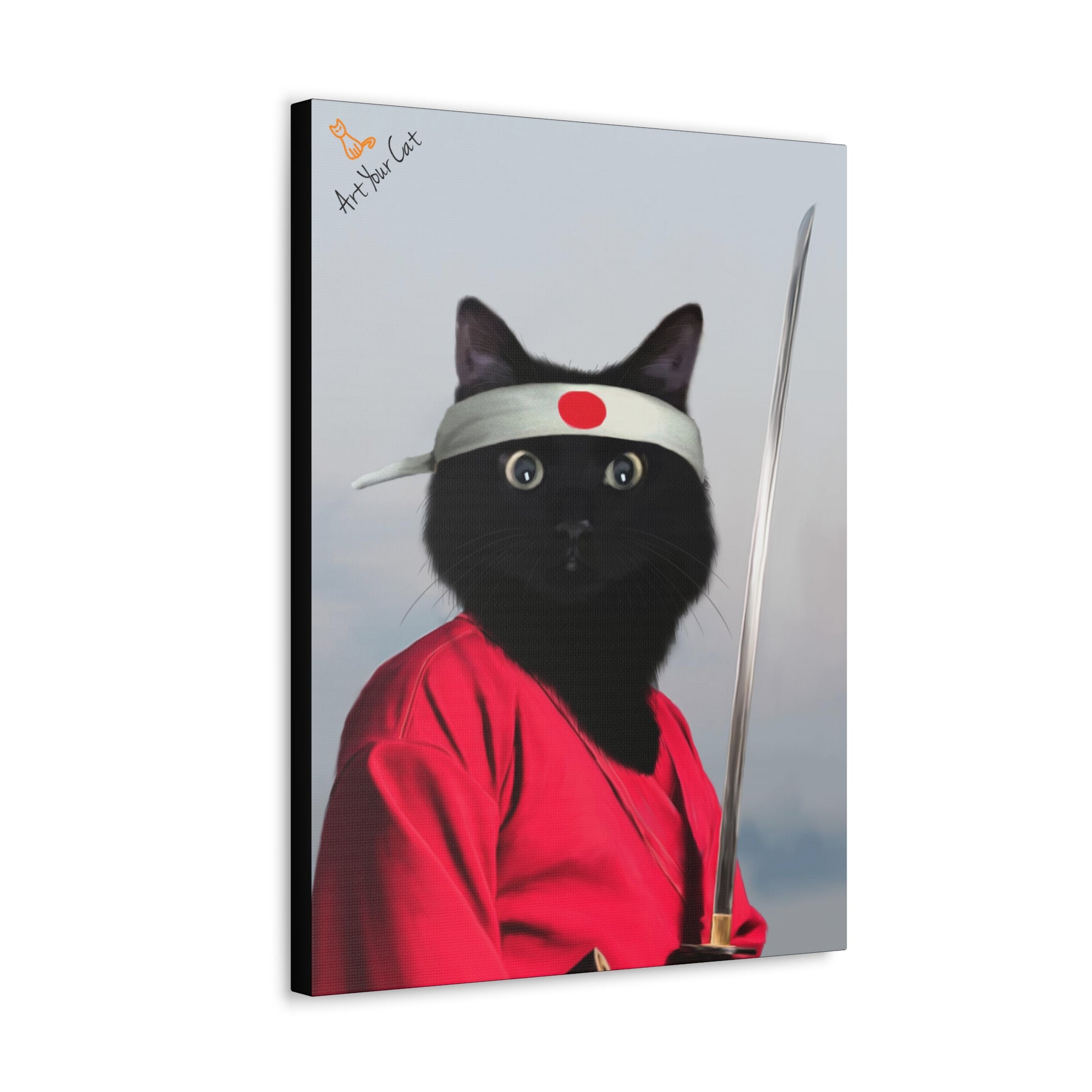 Cat in Samurai Armor with Katana Sword