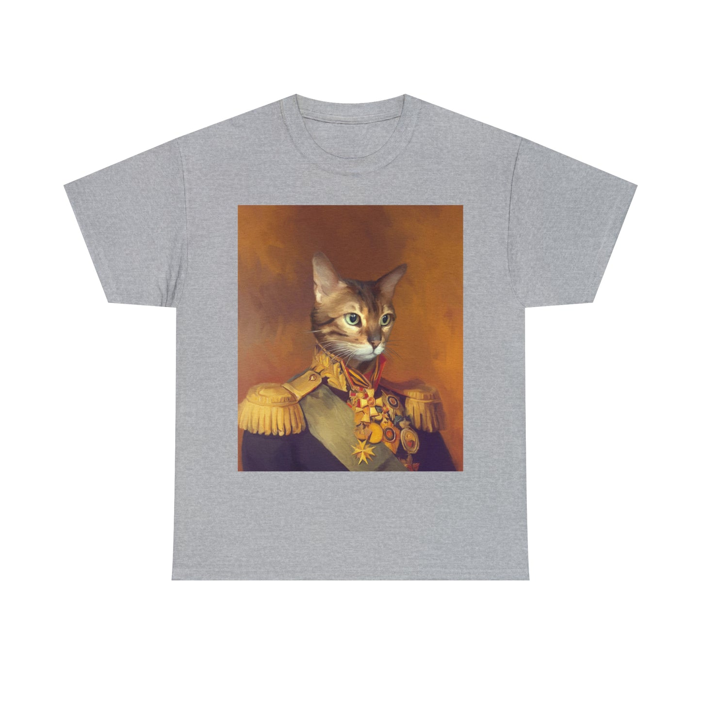 Cat portrait t-shirt featuring military captain style