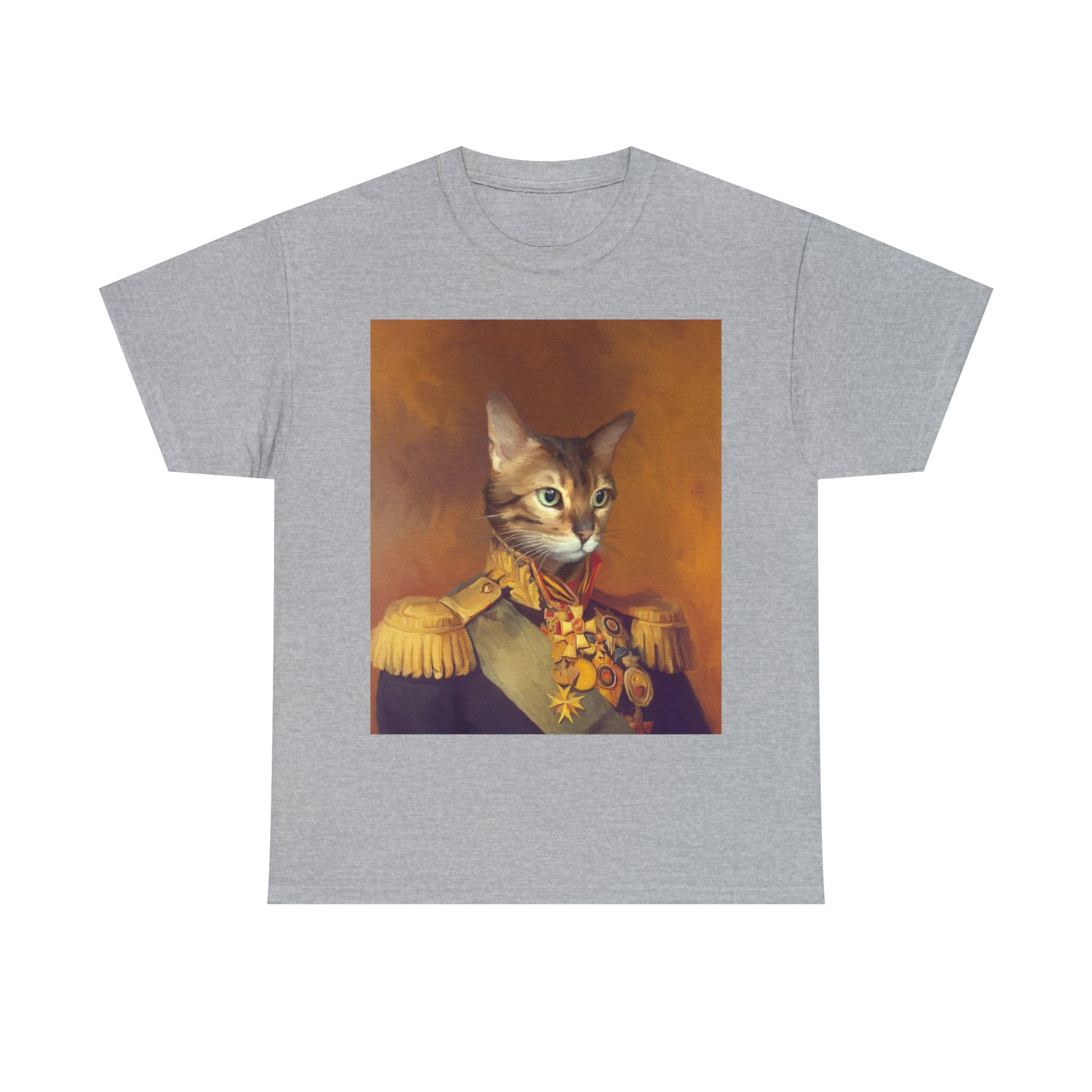 Cat portrait t-shirt featuring military captain style