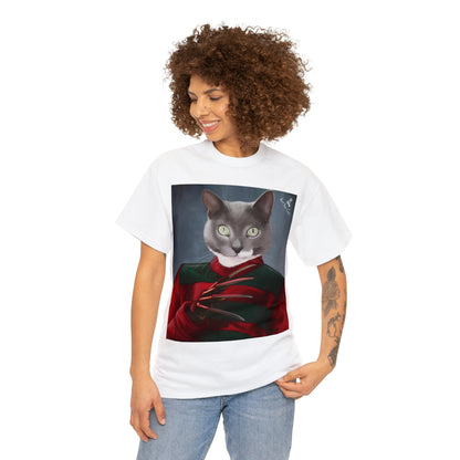 Cat shirt with Freddy Krueger design