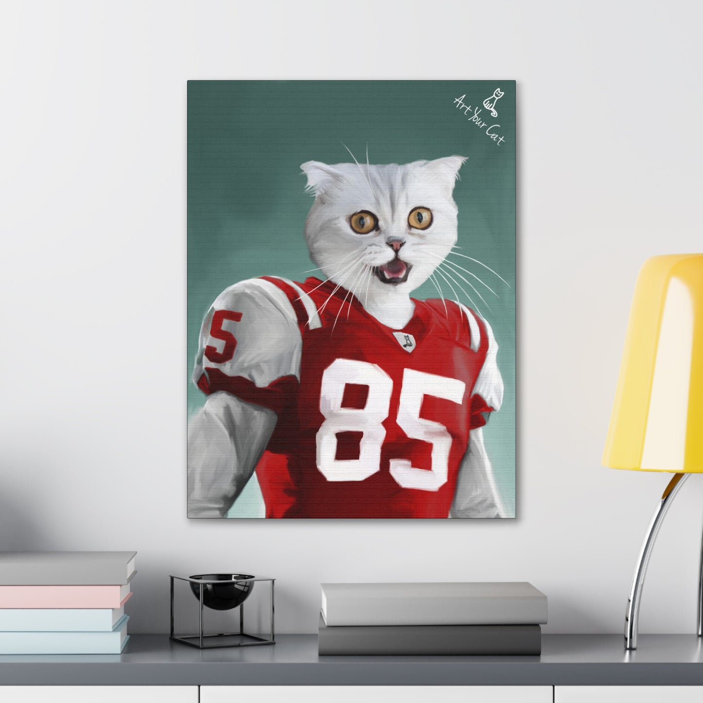 Cat with Football Player Gear