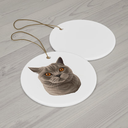 Ceramic ornament featuring personalized cat artwork