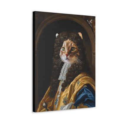 Close-up of Louis XIV Cat Portrait on premium canvas