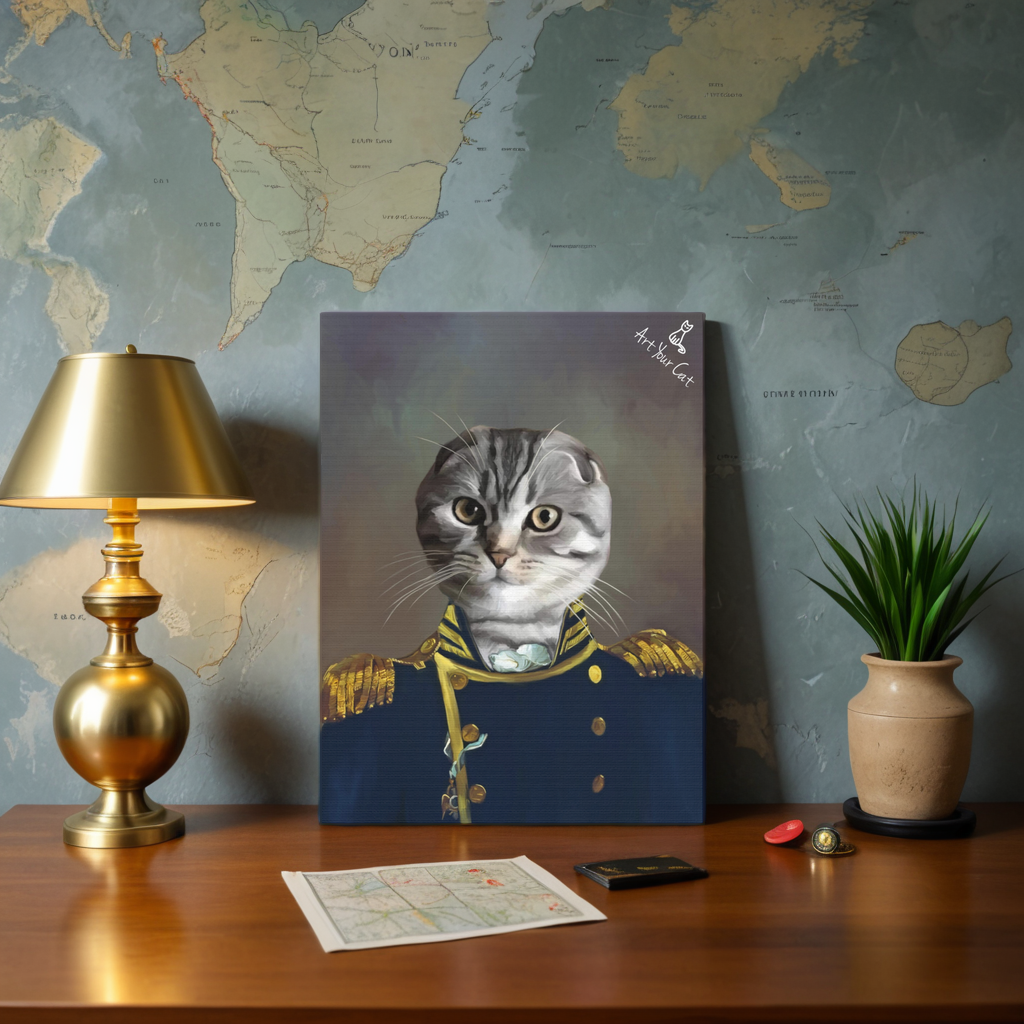 Colonel Cat Portrait in Military Attire