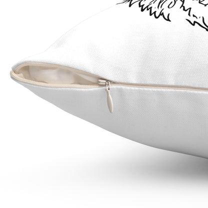 Close-up of a white pillow with a zipper on a white background
