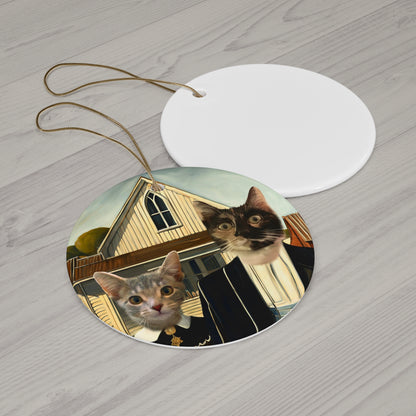 Custom Circle Ornament - Cat Character Portrait