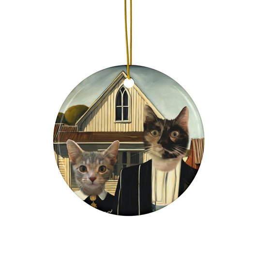 Custom Circle Ornament - Cat Character Portrait