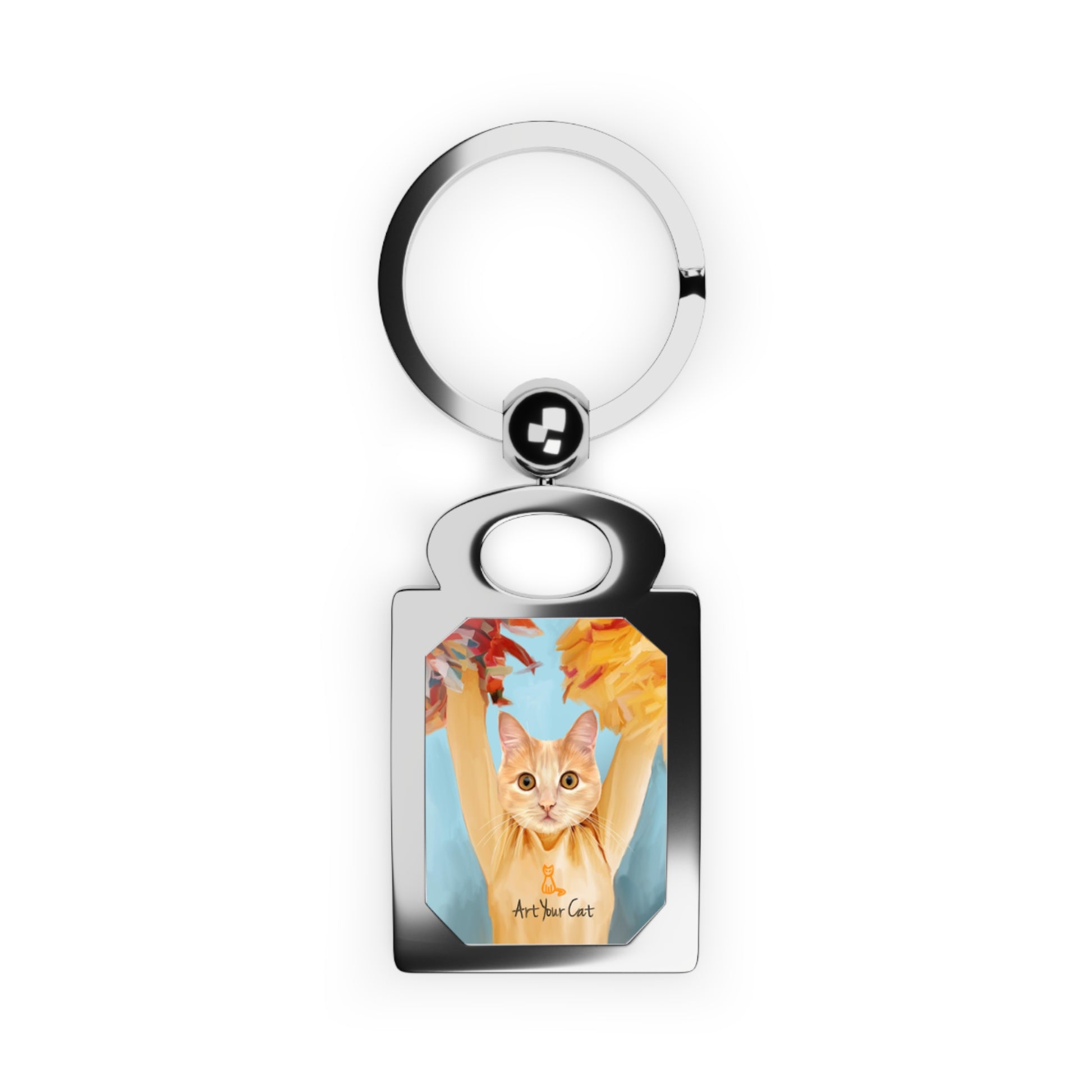 CustomKeyRing-TheCheerleaderCatPortrait