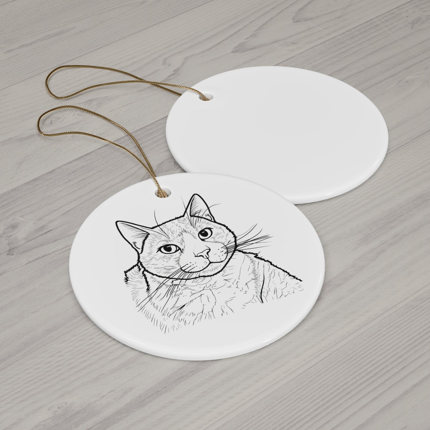 Custom Circle Ornament - Modern Cat