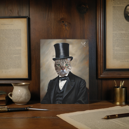 Custom Abraham Lincoln Cat Portrait on Canvas