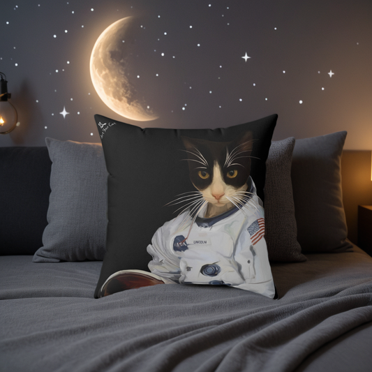 Custom Astronaut Cat Throw Pillow