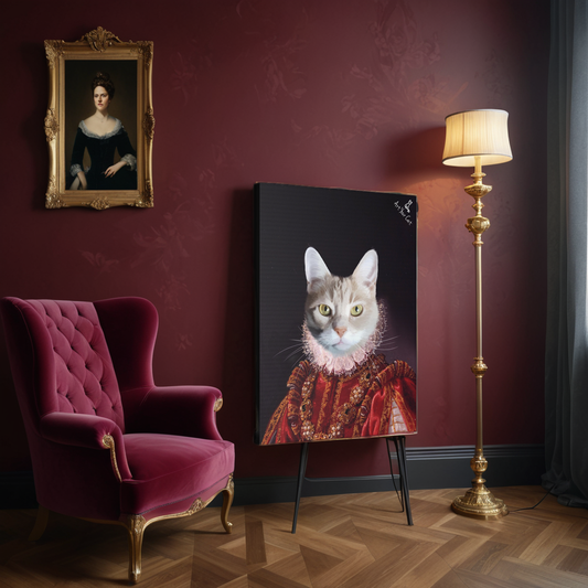 Custom Baroness Cat Portrait - Royal Feline Artwork