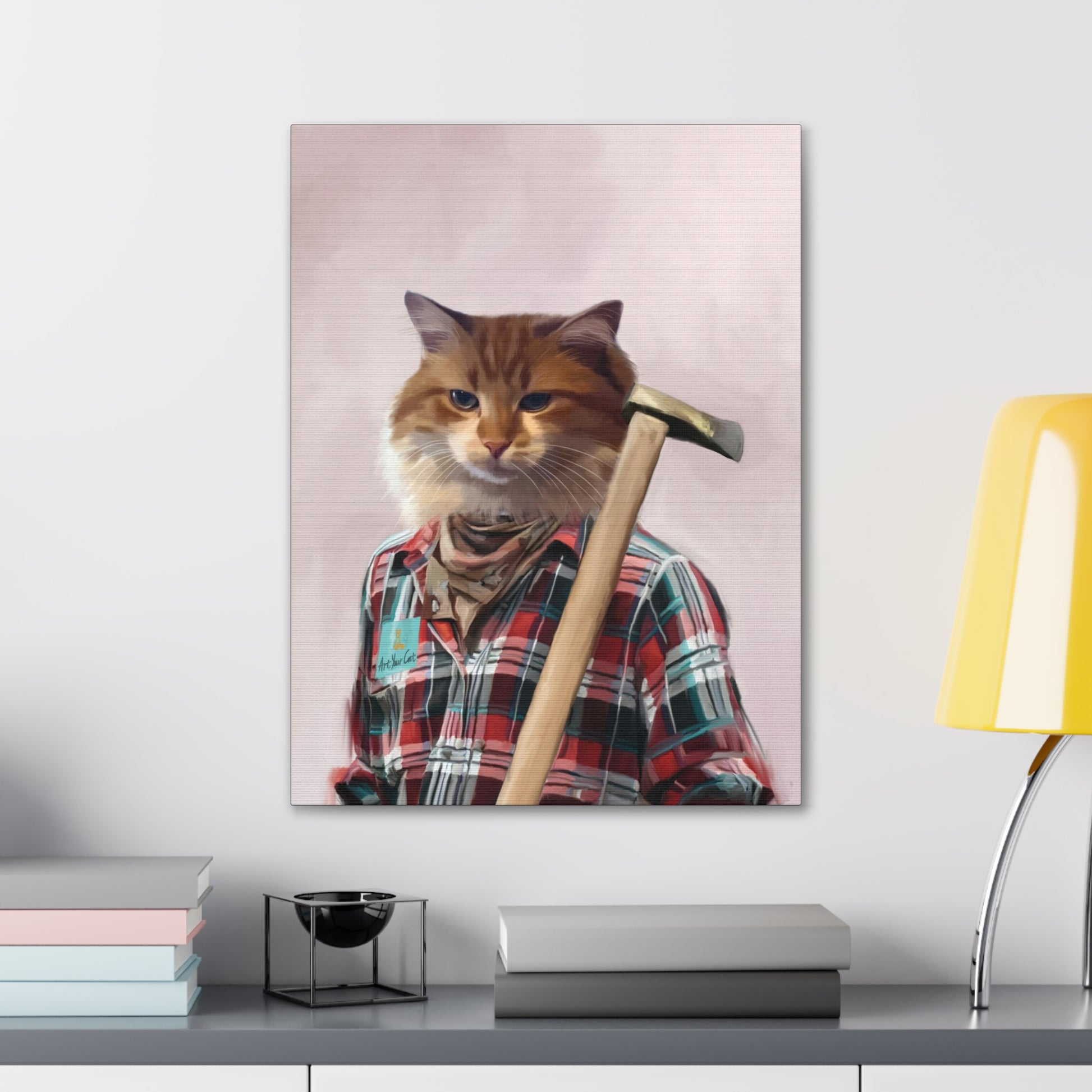 Custom Cat Art Featuring Lumberjack Theme