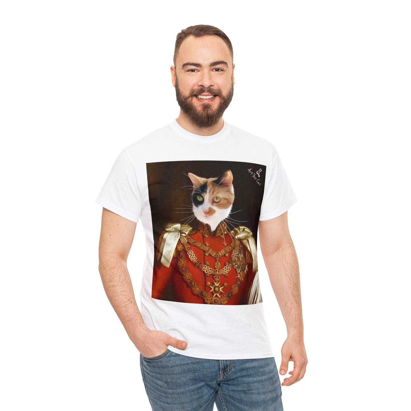 Custom Cat King pet art on shirt