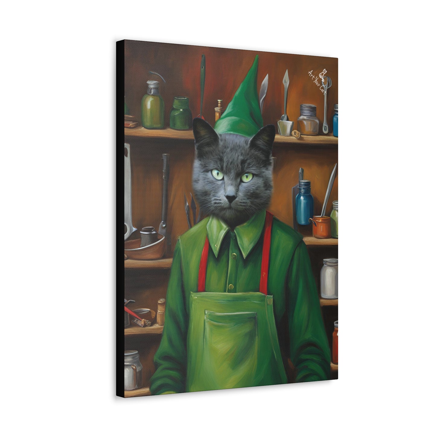 Custom Cat Portrait as a Playful Holiday Elf