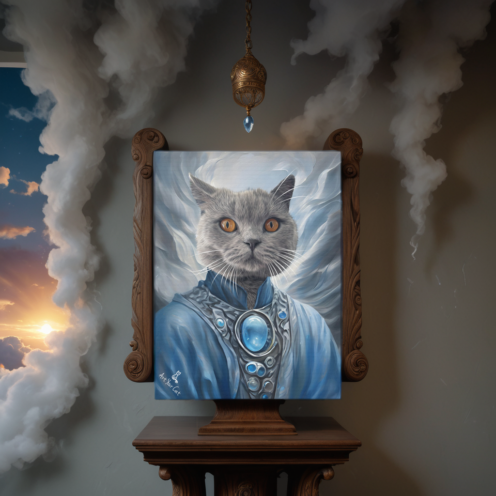 Custom Female Wind Mage Cat Portrait on Canvas
