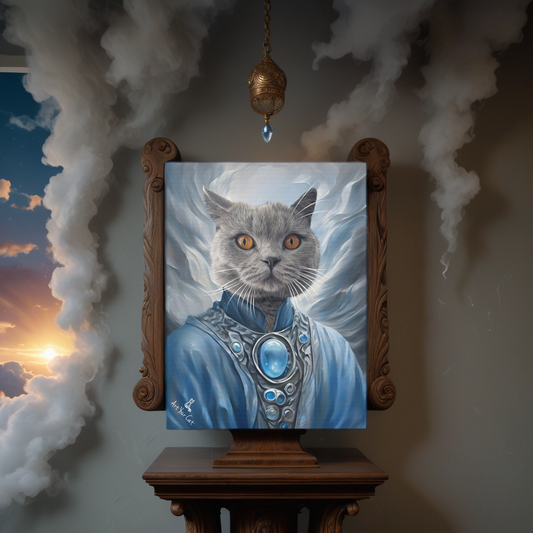 Custom Female Wind Mage Cat Portrait on Canvas