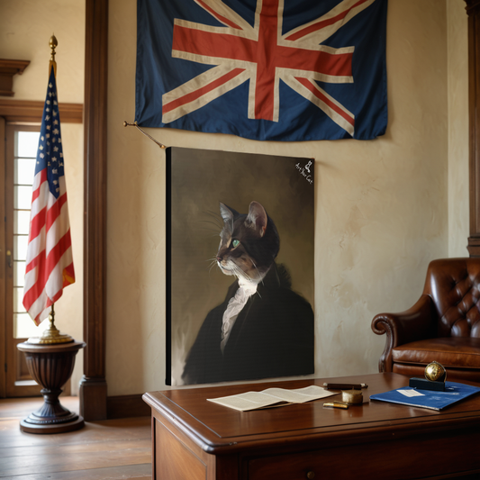 Custom George Washington cat portrait in historical setting
