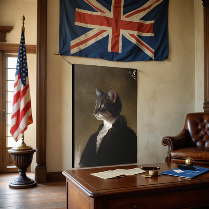 Custom George Washington cat portrait in historical setting