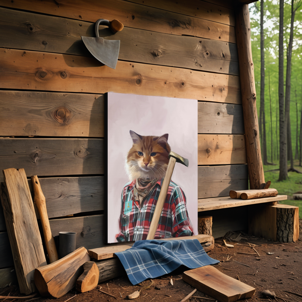 Custom Lumberjack Cat Portrait