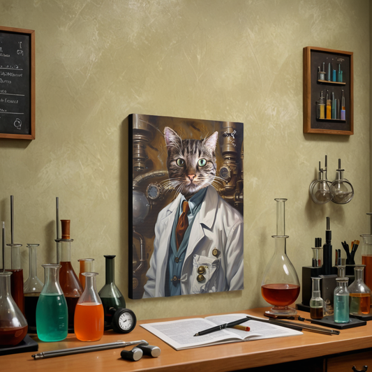 Custom Mad Scientist Cat Portrait