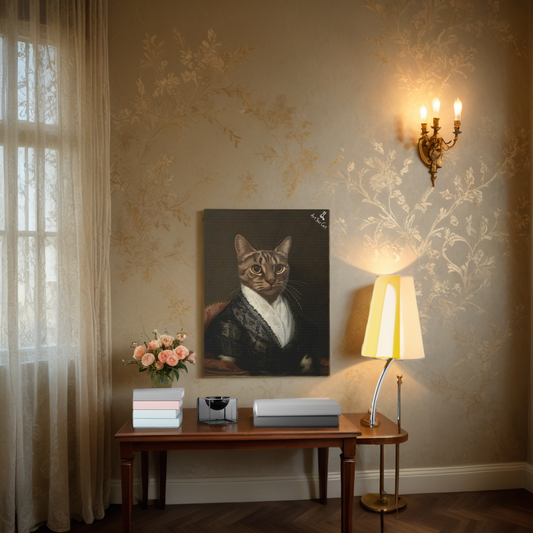 Custom Martha Washington Cat Portrait on Canvas