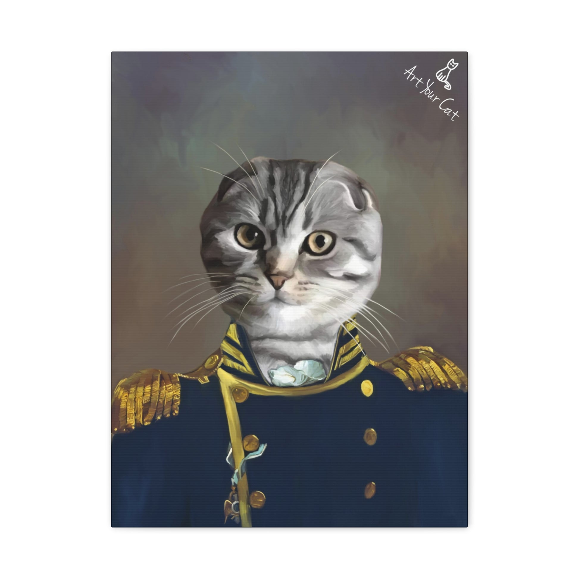 Custom Military-Themed Cat Canvas Artwork