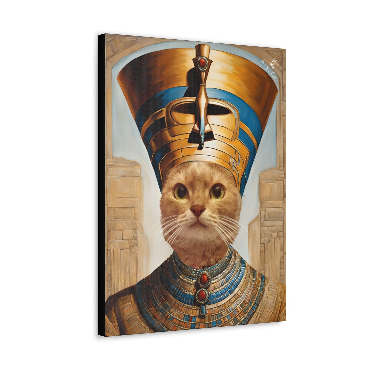 Custom Queen Nefertiti Cat Portrait - Egyptian Royalty Art