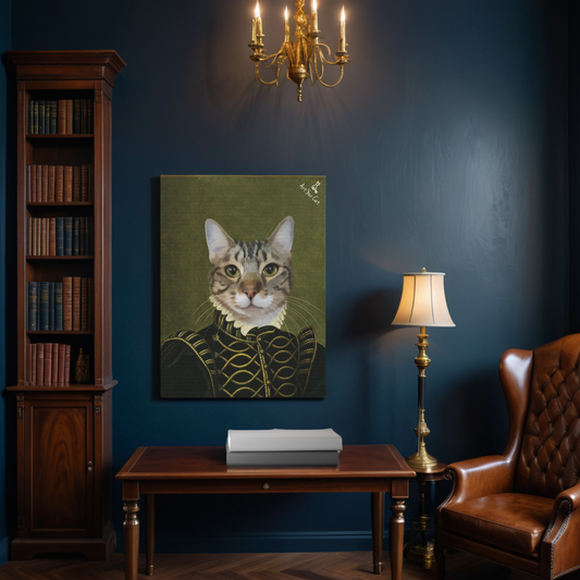 Custom Royal Cat Canvas with Hooks