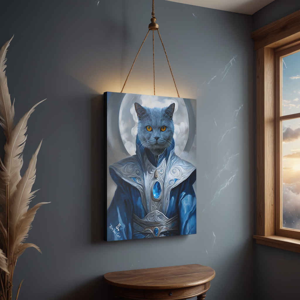 Custom Wind Mage Cat Portrait on Premium Canvas