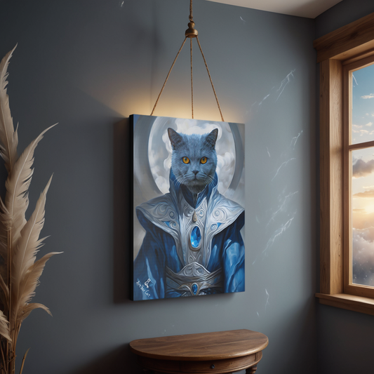 Custom Wind Mage Cat Portrait on Premium Canvas
