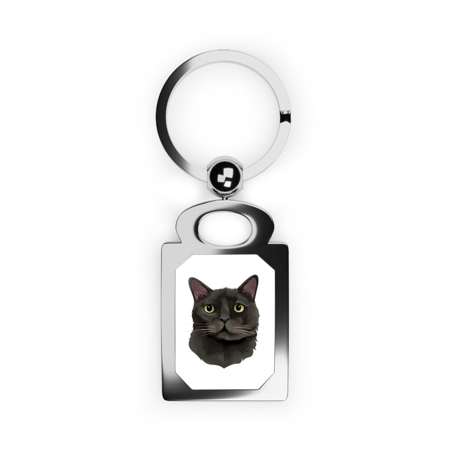 Custom key ring with a detailed cat portrait