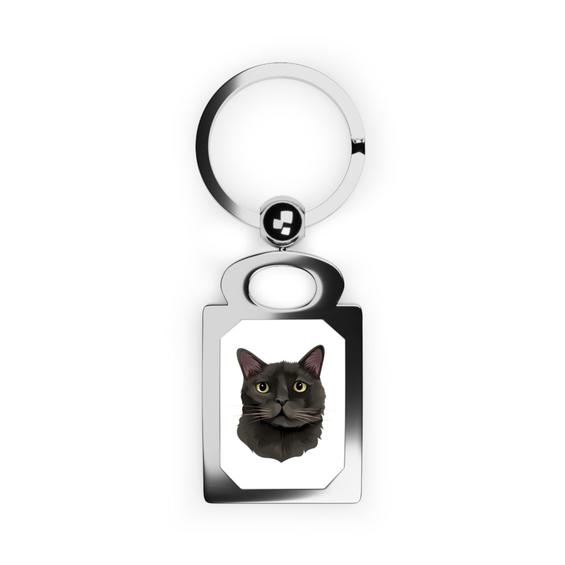 Custom key ring with a detailed cat portrait