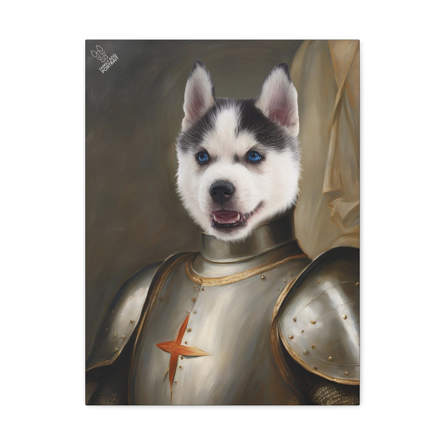 Dog in armor with a fantasy background