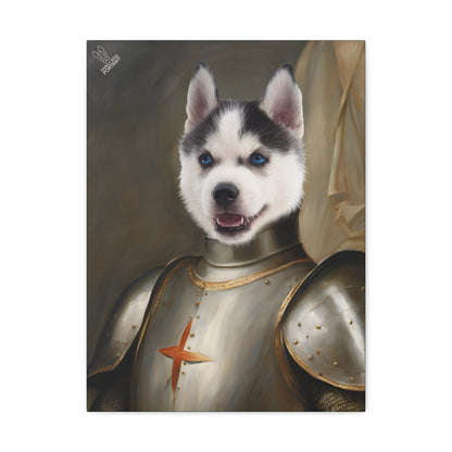 Dog in armor with a fantasy background