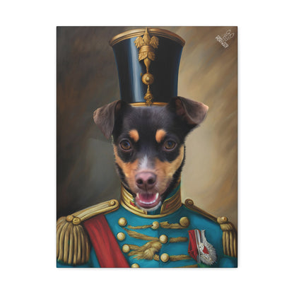 Dog in a Nutcracker's uniform with a top hat
