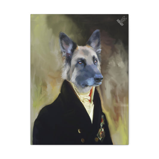 Dog in formal attire with a blurred background