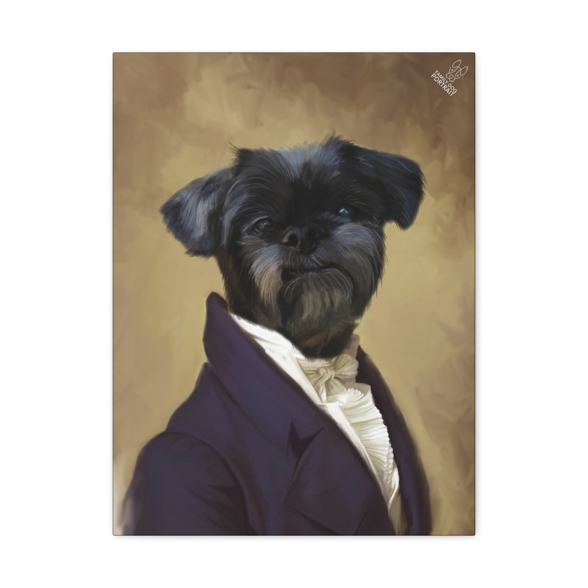Dog in a suit with a formal background