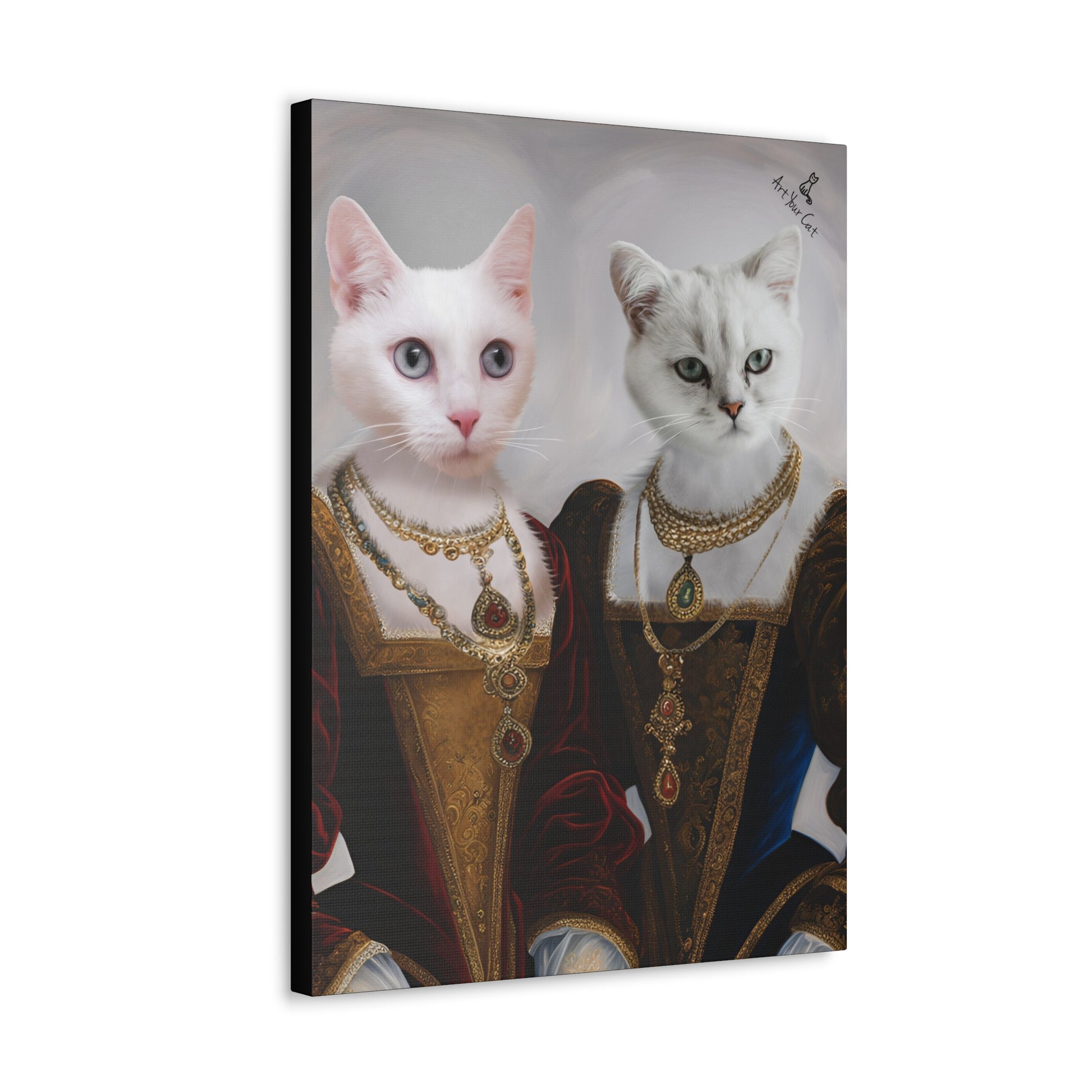 Elegant Renaissance Cat Portrait - Sisters in Classical Style
