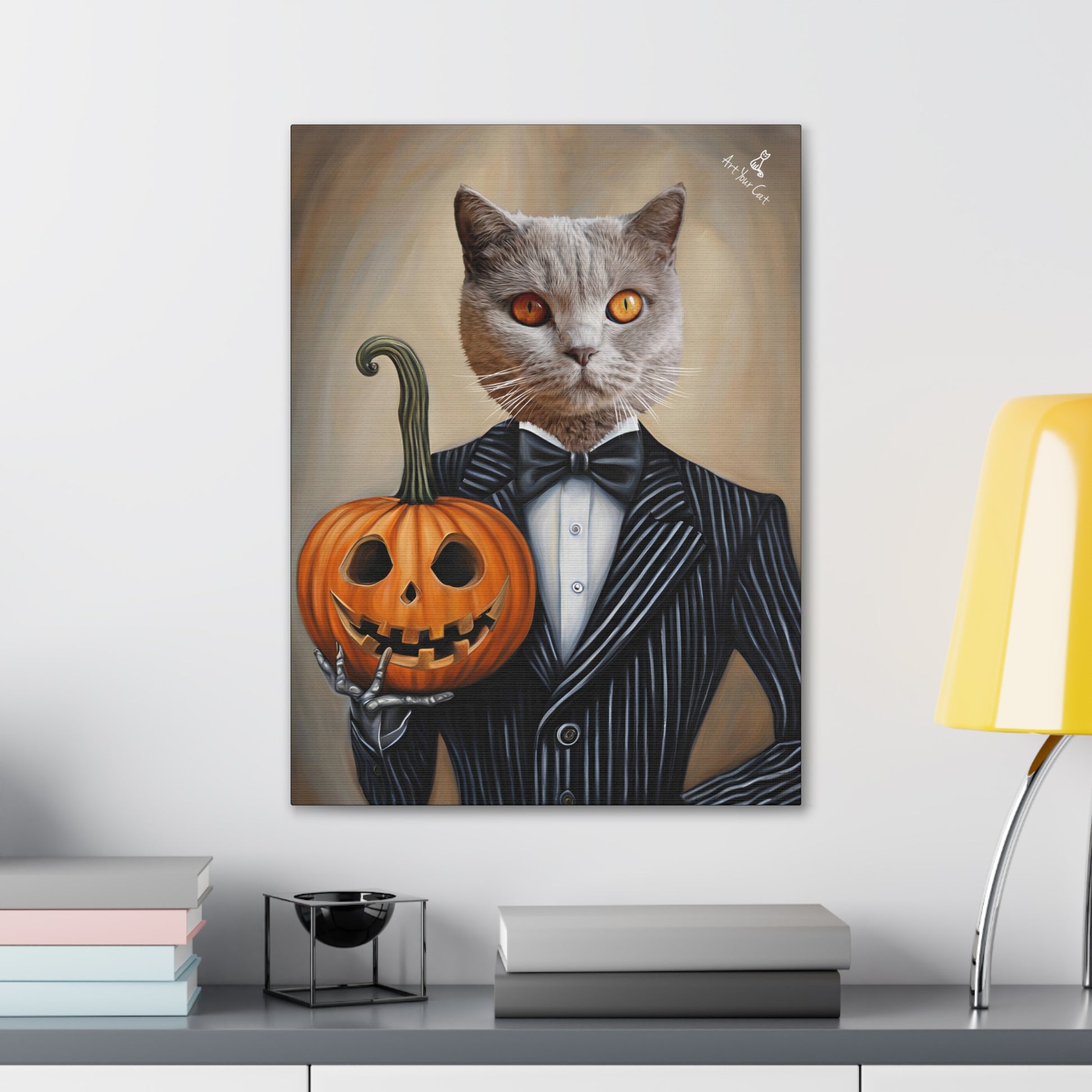 Enchanting Pumpkin King Cat Portrait for Fall