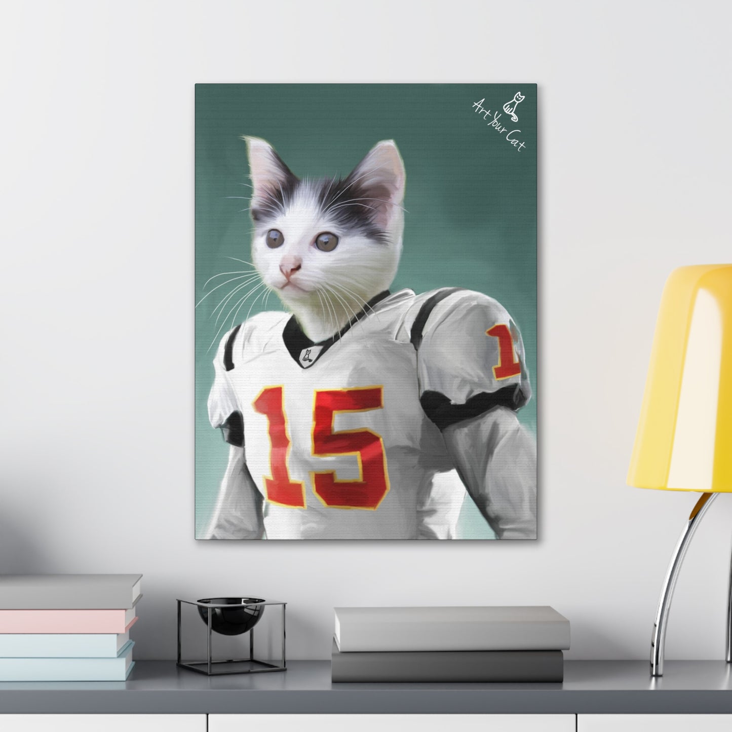 Feline Football Star Custom Art